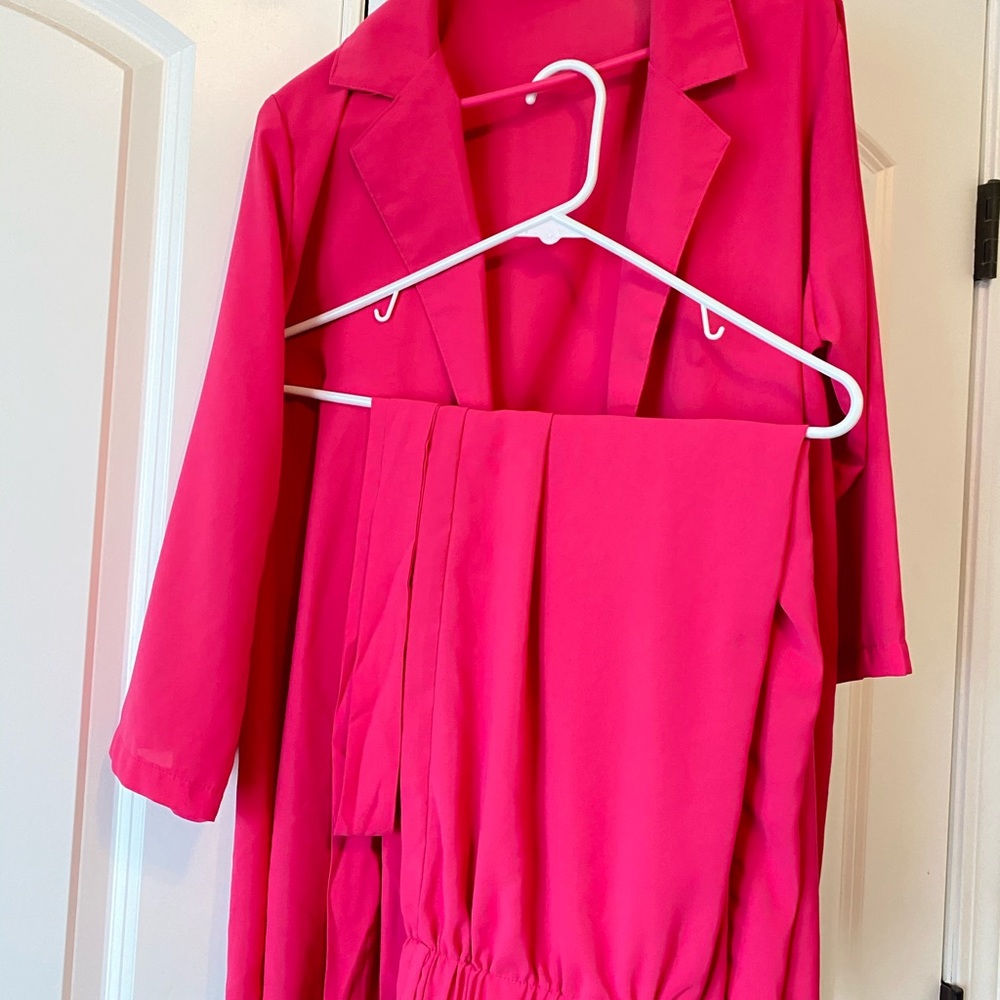 Hot pink pant suit